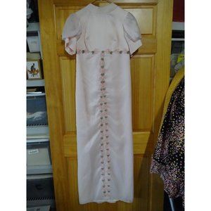 Vintage 60s SYLVIA ANN Sheer Maxi Empire‎ Waist Dress Flower applique sz 12